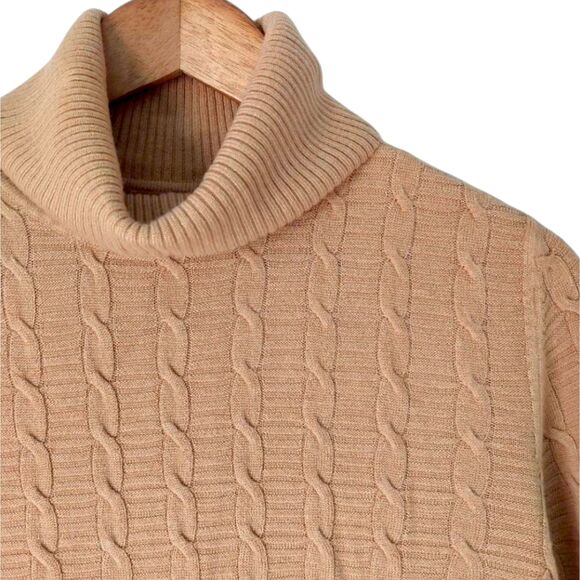 Croft & Barrow Cable Knit Turtleneck Sweater Sz XL | Tan Camel Beige Neutral - Picture 9 of 13